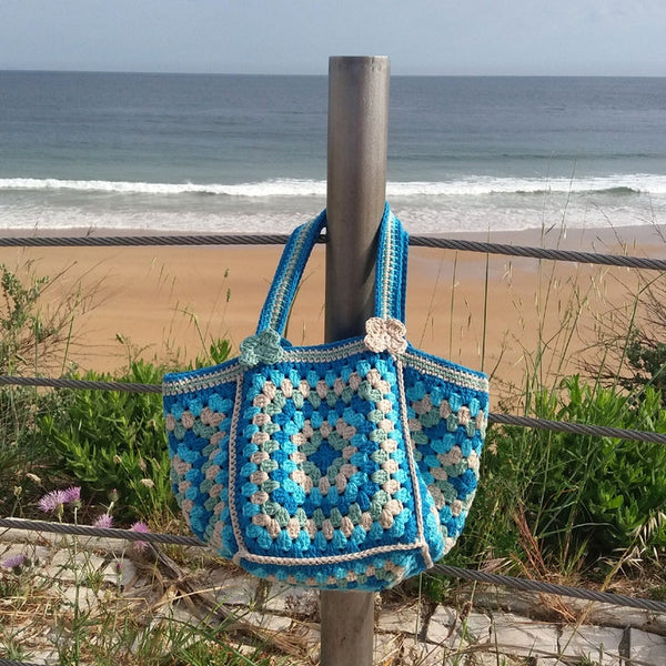 Vibrant Granny Square Beach Bag